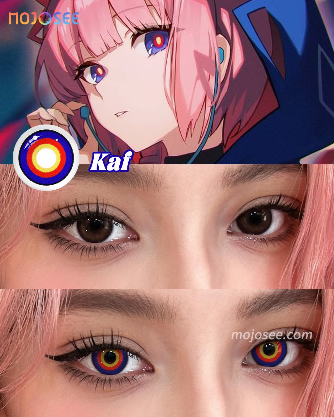Kaf Prescription Cosplay Contact Lenses – Virtual Singer Inspired — look 1