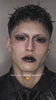 Man wearing Black Out colored contact lenses on camera – real-wear video