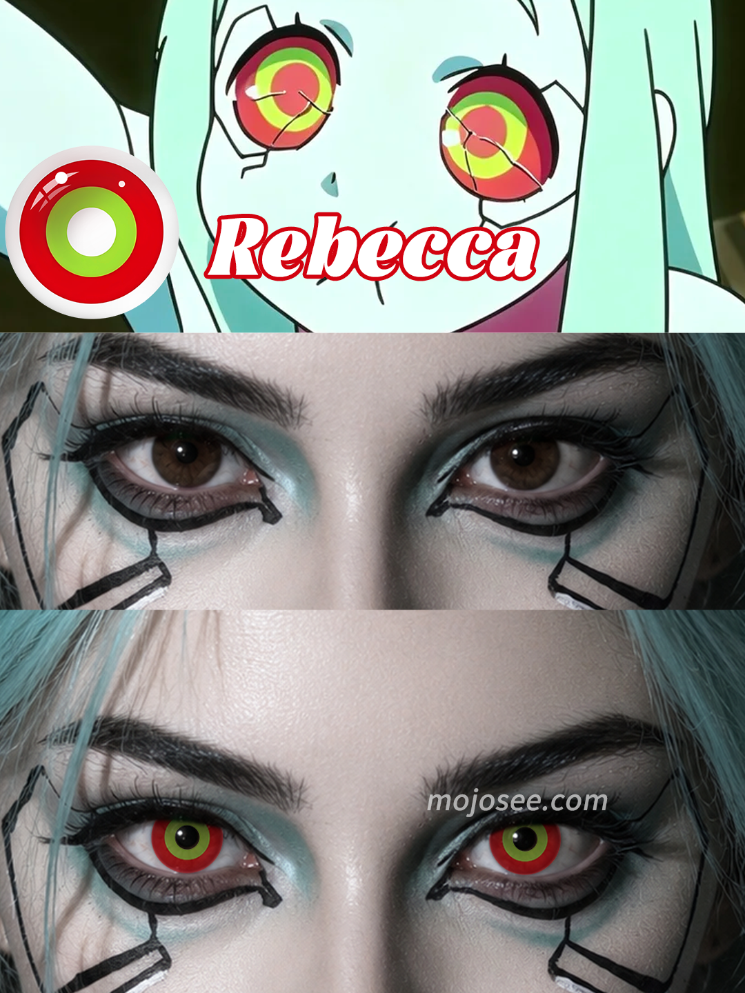 Rebecca colored contact lenses worn on eye – Mojosee