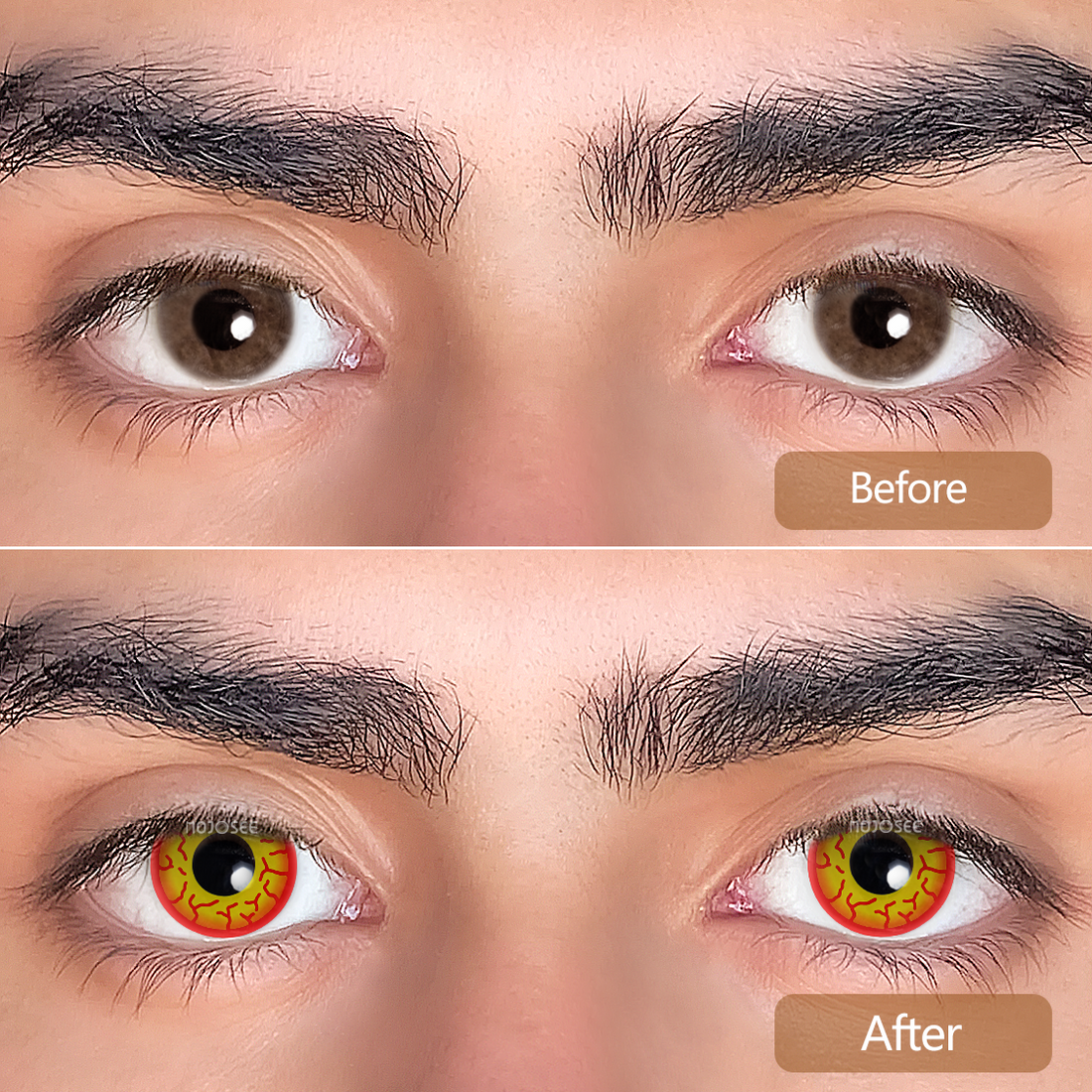 Sith-Inspired Red & Yellow Villain Eye Contacts for Men