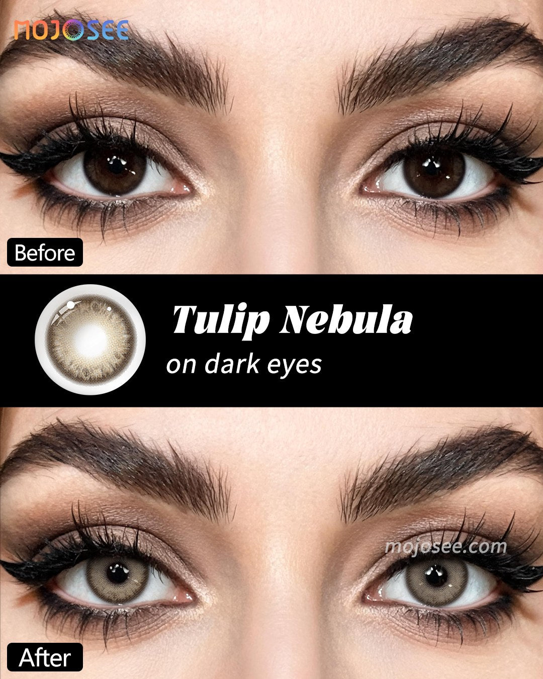 Tulip Nebula Brown Colored Contact Lenses — look 1
