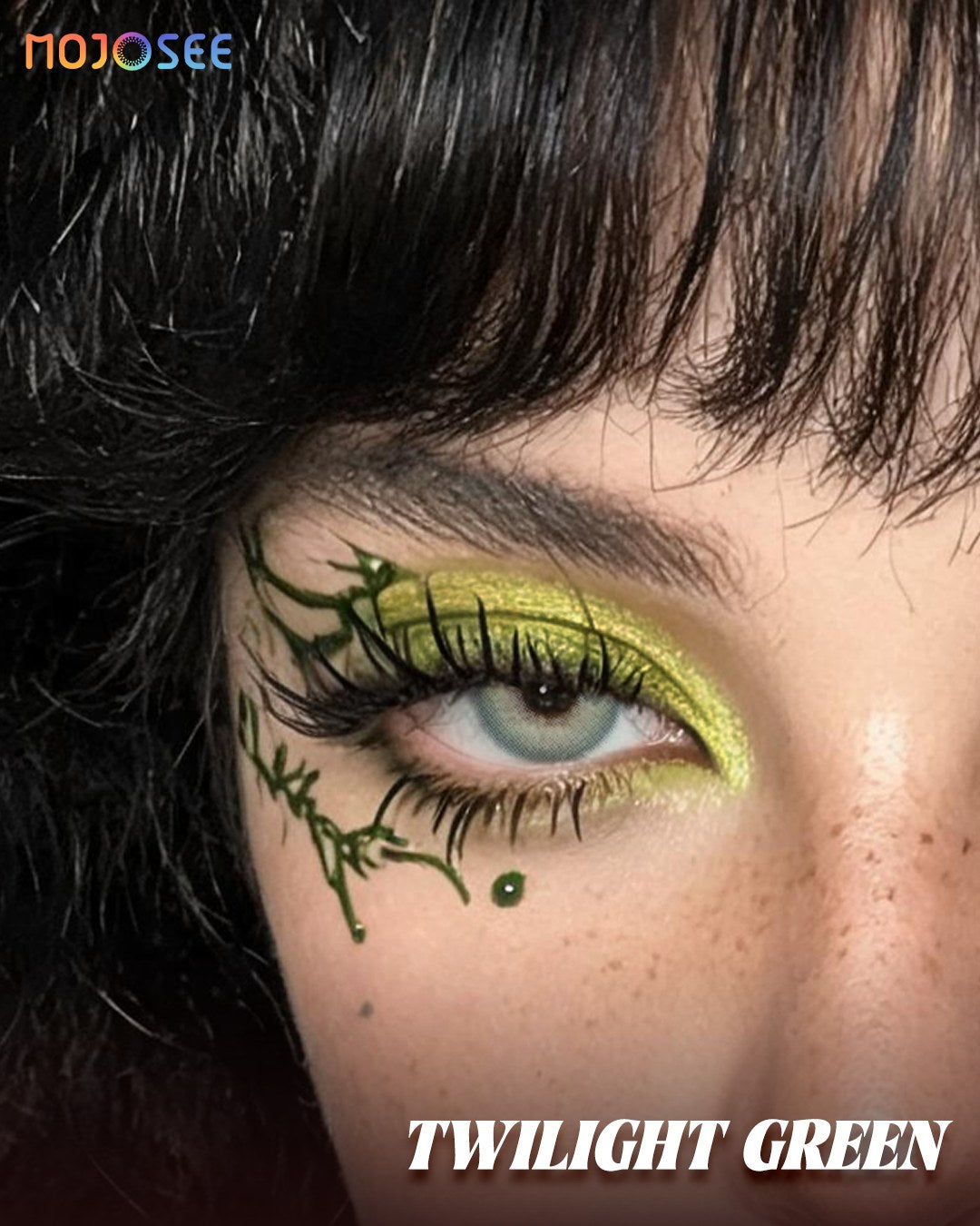 Sea Green Contact Lenses - Soft Gray-Green Blend, Twilight — look 1