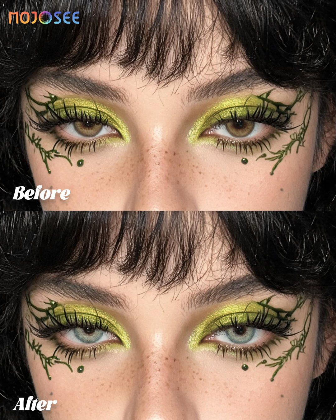 Sea Green Contact Lenses - Soft Gray-Green Blend, Twilight — look 2