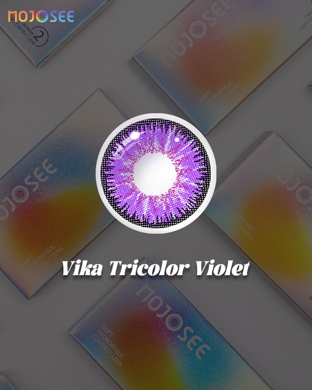 Vivid Purple Circle Contact Lenses - Dark Rim, Vika Tricolor — look 10