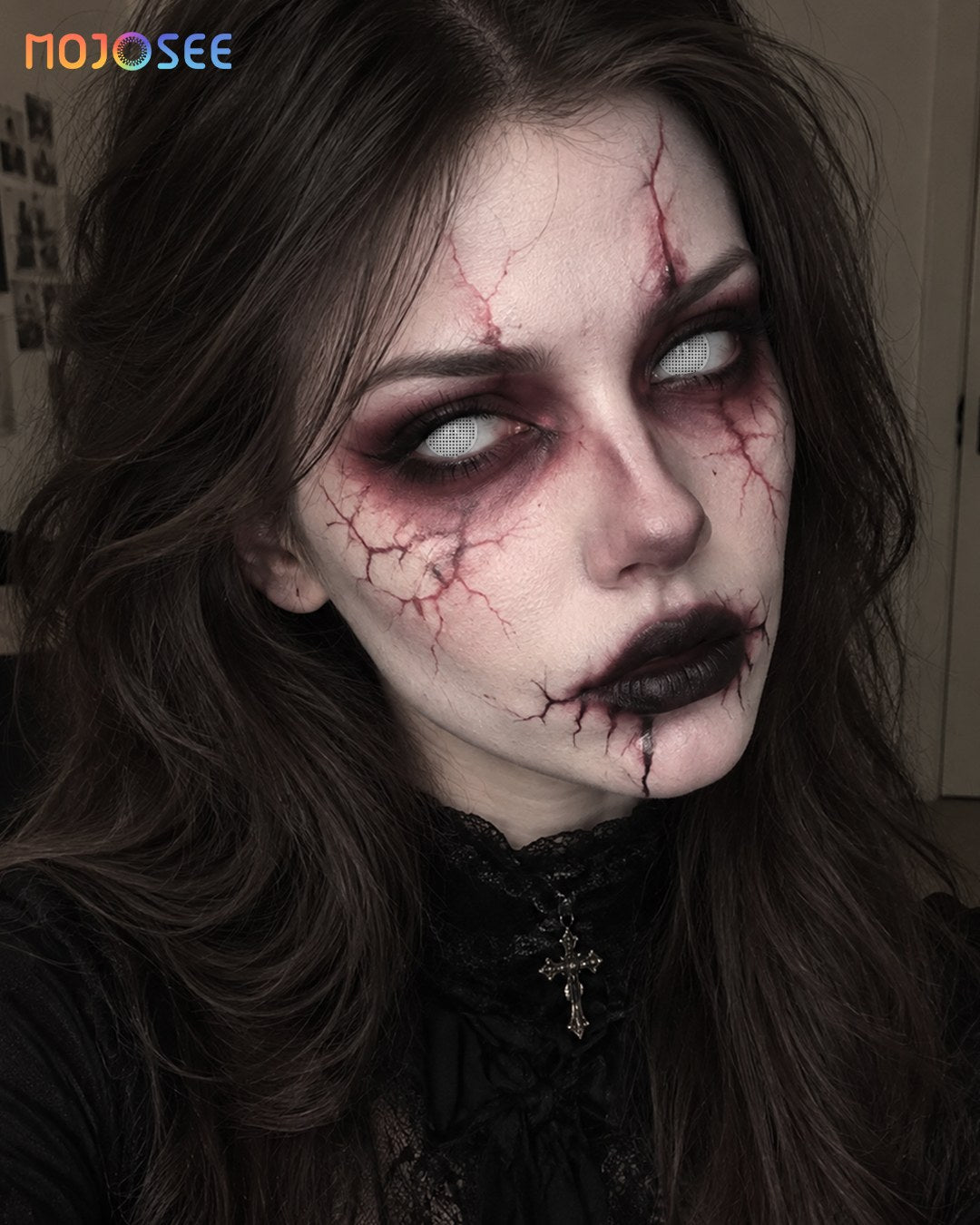 White Mesh Colored Contact Lenses — look 4