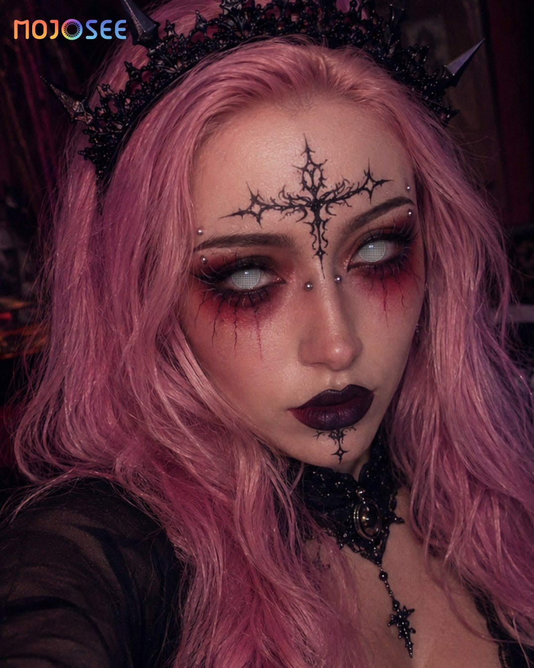 White Mesh Colored Contact Lenses — look 9