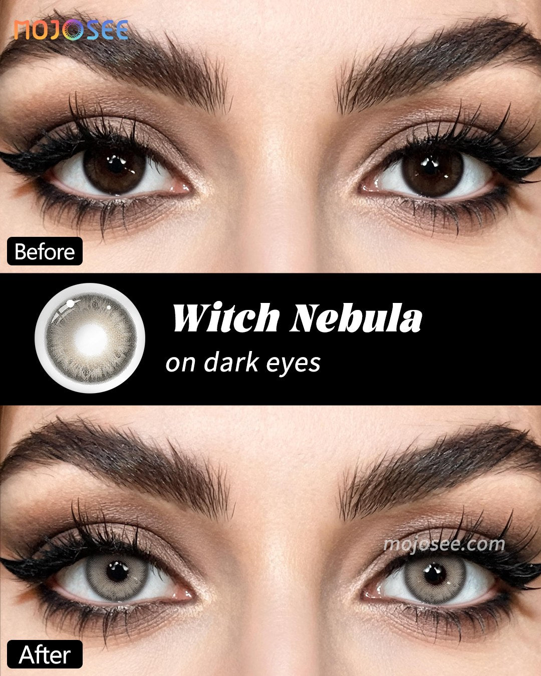 Witch Nebula Gray Colored Contact Lenses — look 1