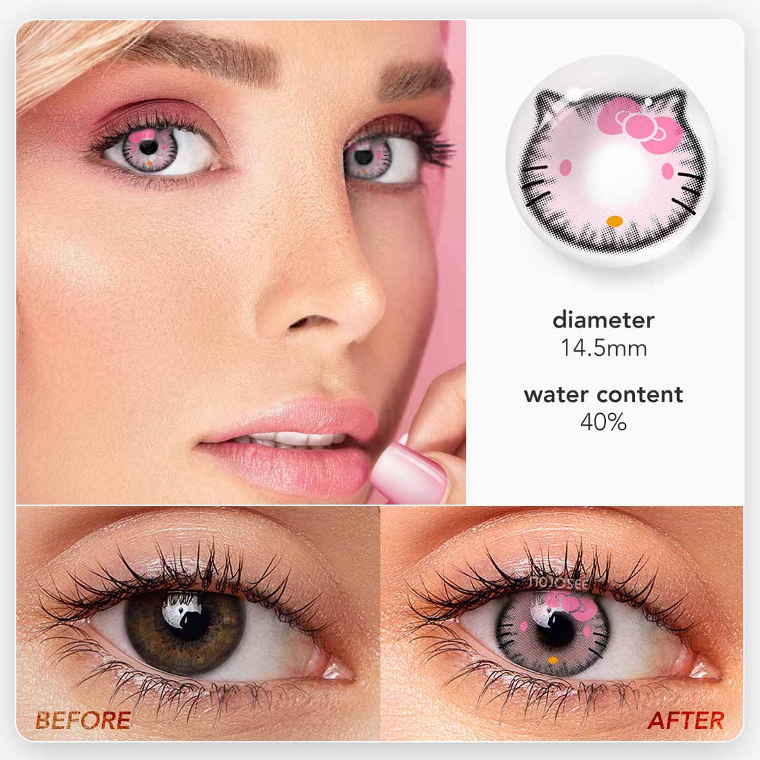 Fantastic Baby Kitty Pink Colored Contact Lenses