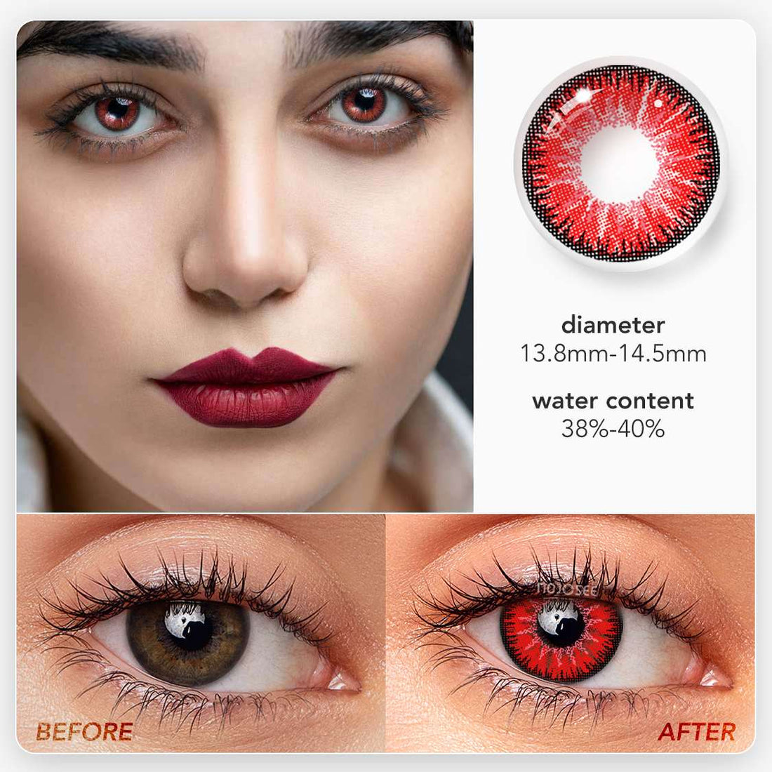 Vika Tricolor Red Colored Contact Lenses