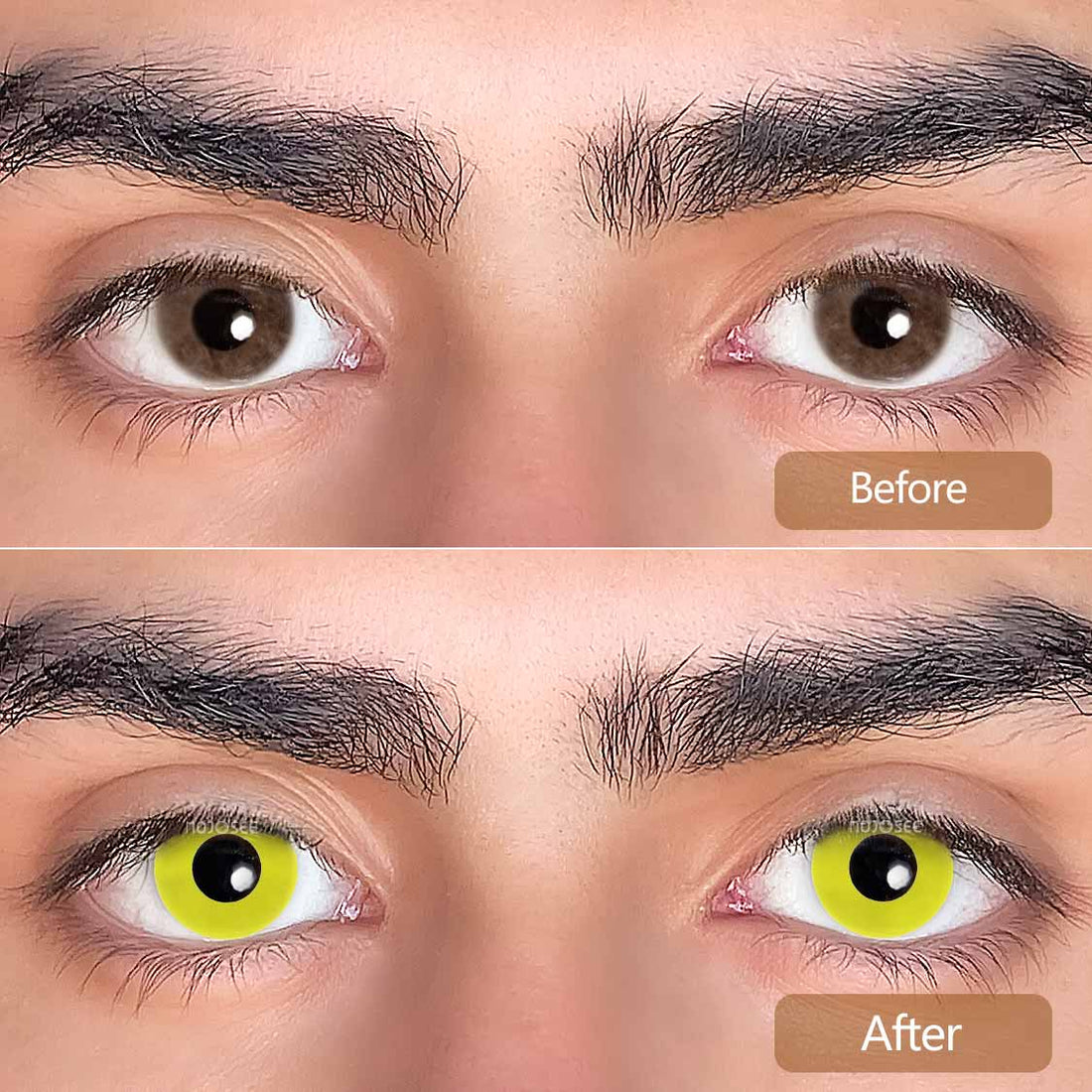 Circle Block Yellow Block Colored Contact Lenses for Men
