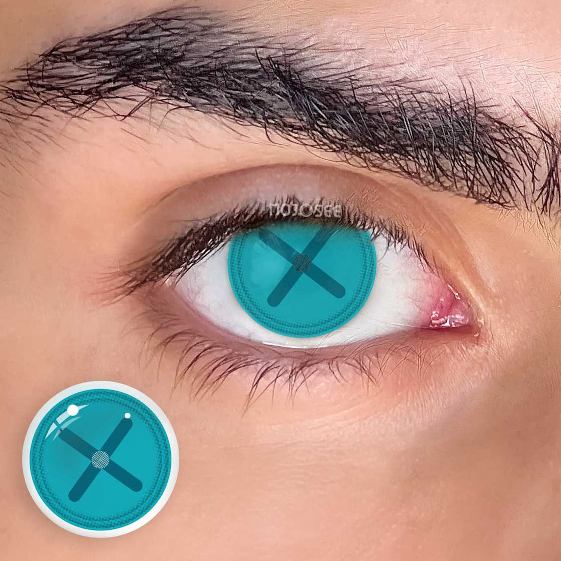 Button Eye Blue Colored Contact Lenses for Men