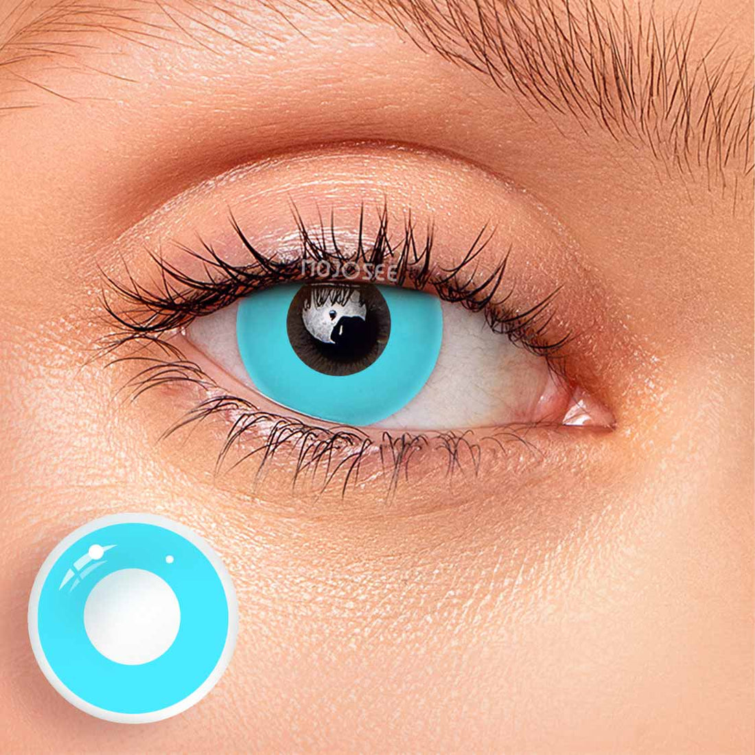 Circle Block Blue-Green Block Colored Contact Lenses