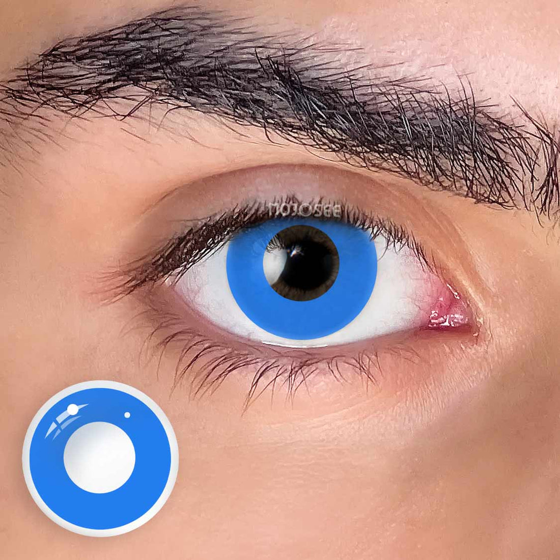 Circle Block Dark Blue Block Colored Contact Lenses for Men