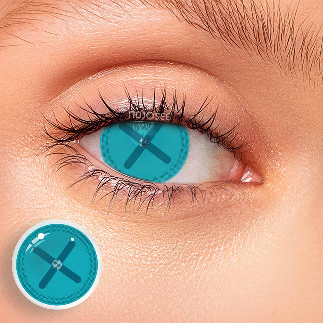 Button Eye Blue Colored Contact Lenses