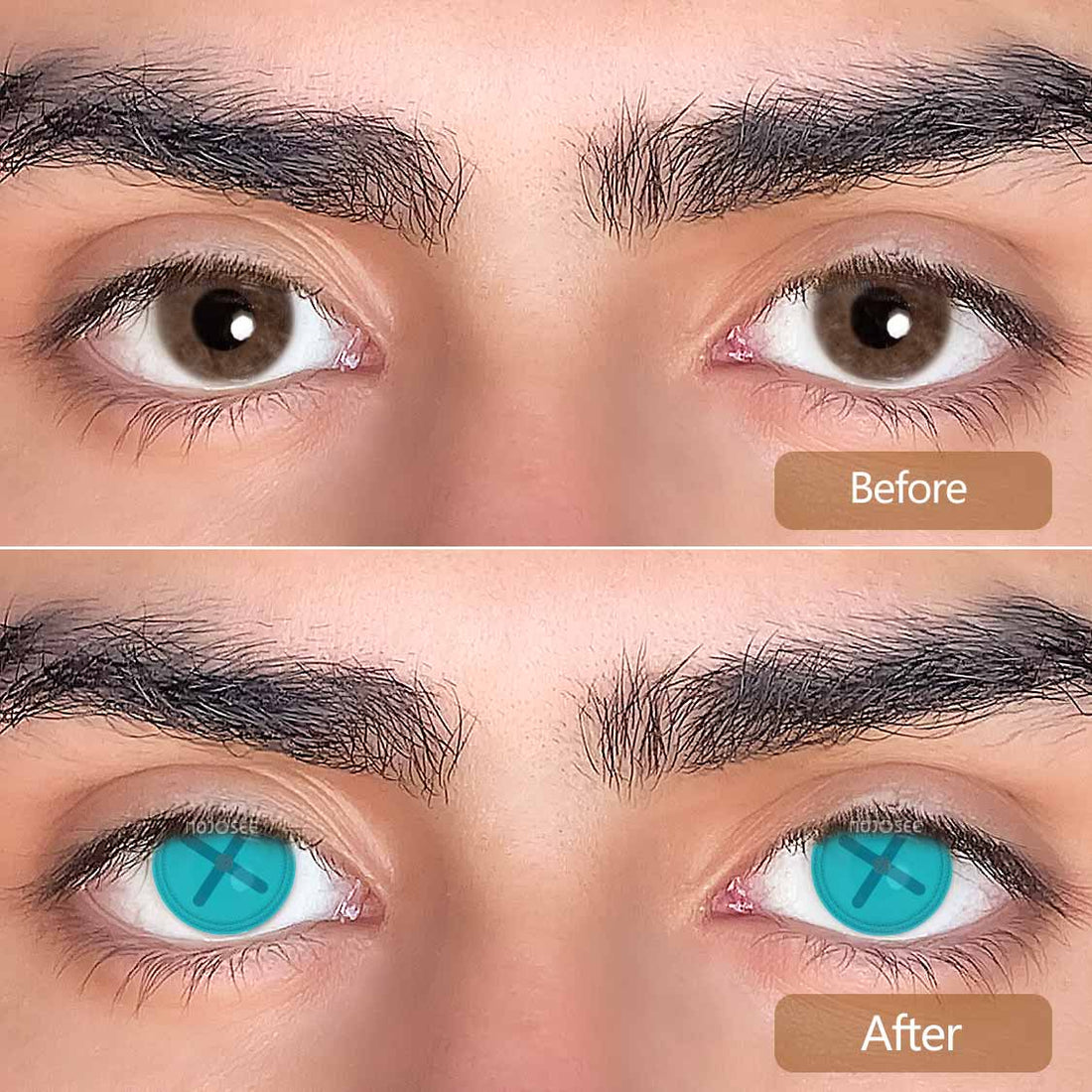 Button Eye Blue Colored Contact Lenses for Men