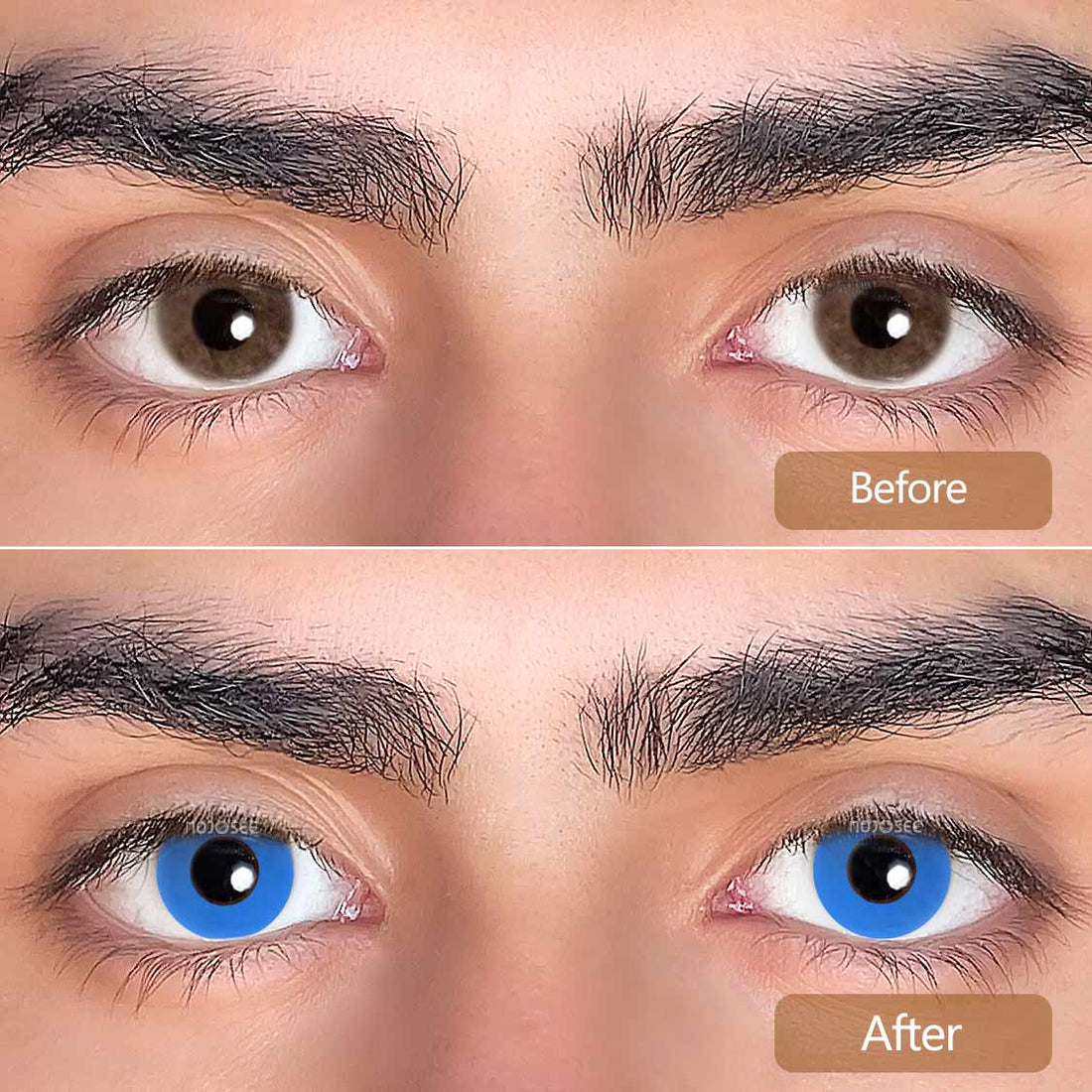 Circle Block Dark Blue Block Colored Contact Lenses for Men