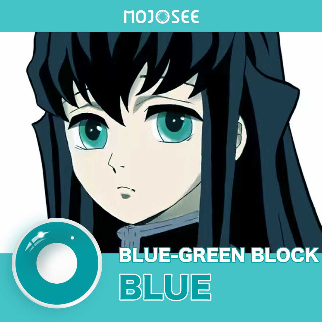 Demon Slayer Circle Block Blue-Green Colored Contact Lenses