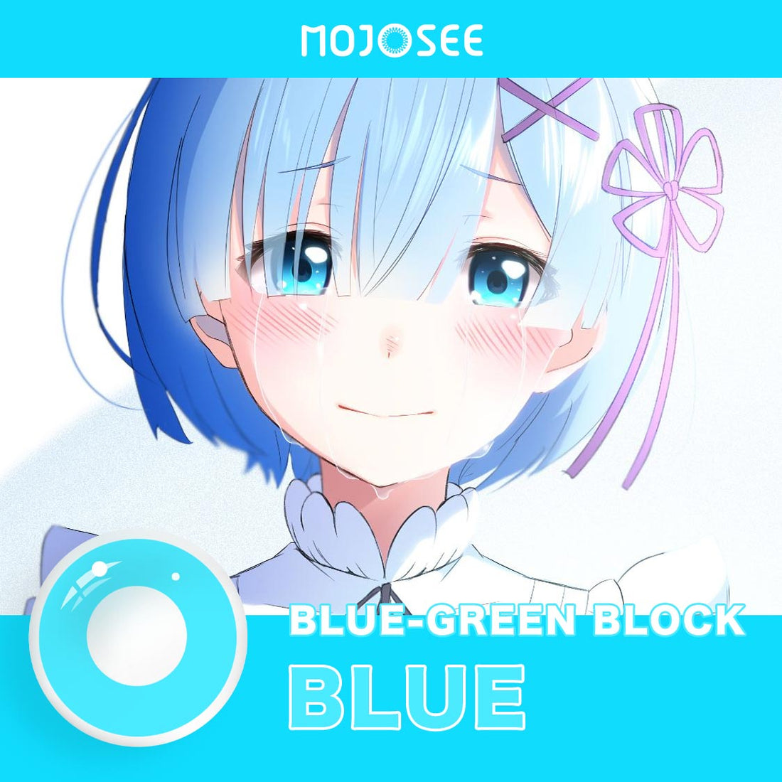 Circle Block Blue-Green Block Colored Contact Lenses