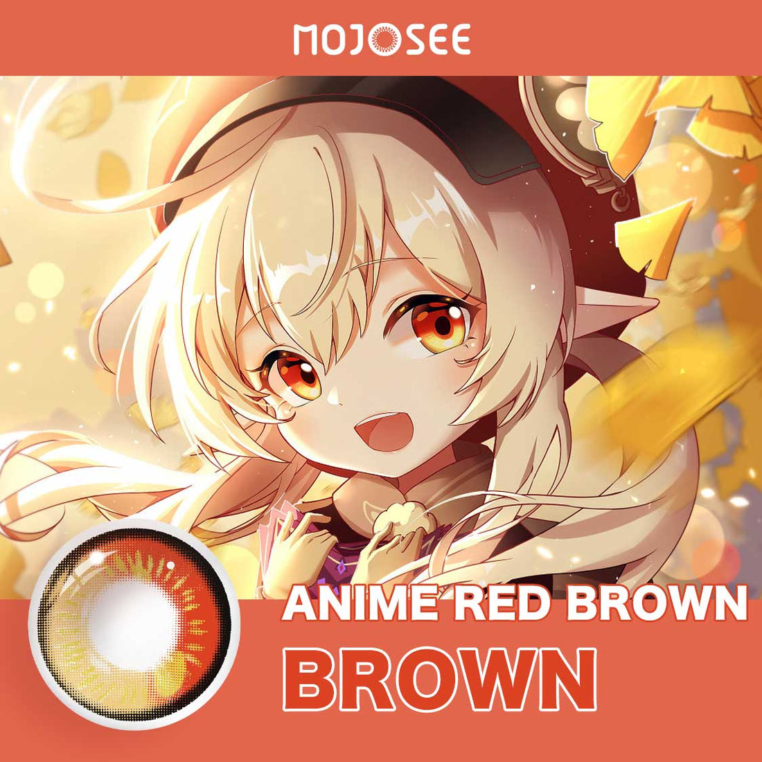 Genshin Anime Red Brown Colored Contact Lenses