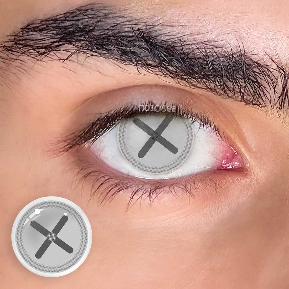 Button Eye Gray Colored Contact Lenses for Men