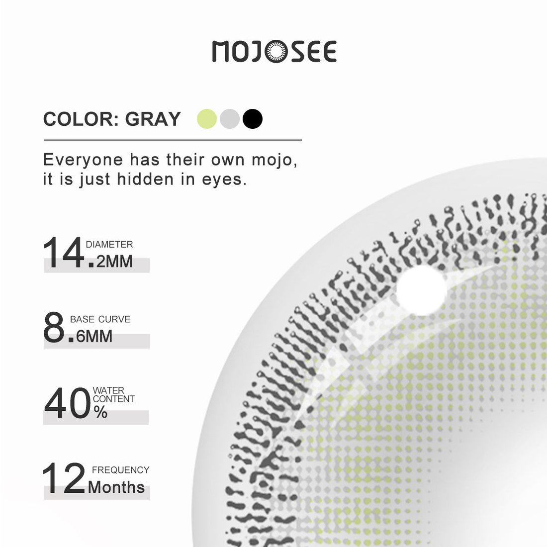 Athena Sugar Gray Colored Contact Lenses for Men