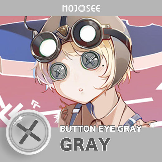 Gray Button Eye stitched X-pupil costume contact lens with men’s styling – 14.5 mm