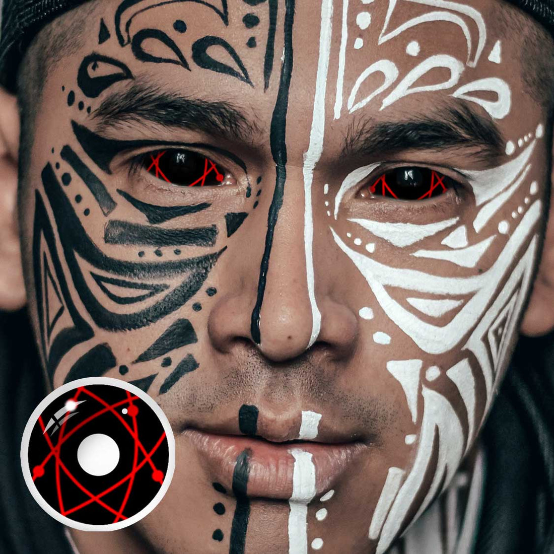 Red Star Trails Sclera Colored Contact Lenses for Men