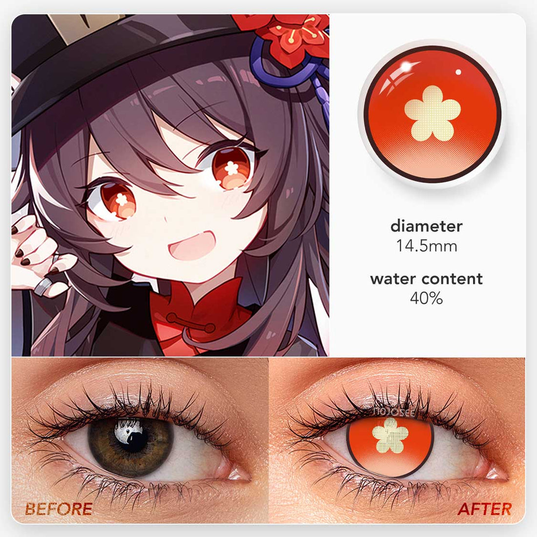 Hutao Red Cosplay Contact Lenses – Genshin Impact