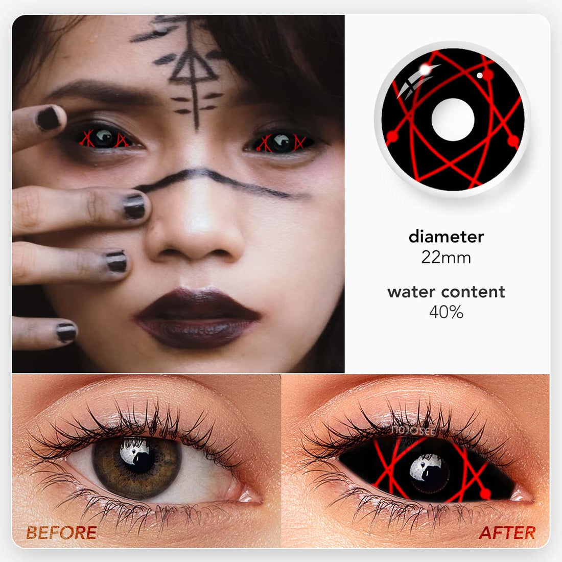 Red Star Trails Sclera Colored Contact Lenses