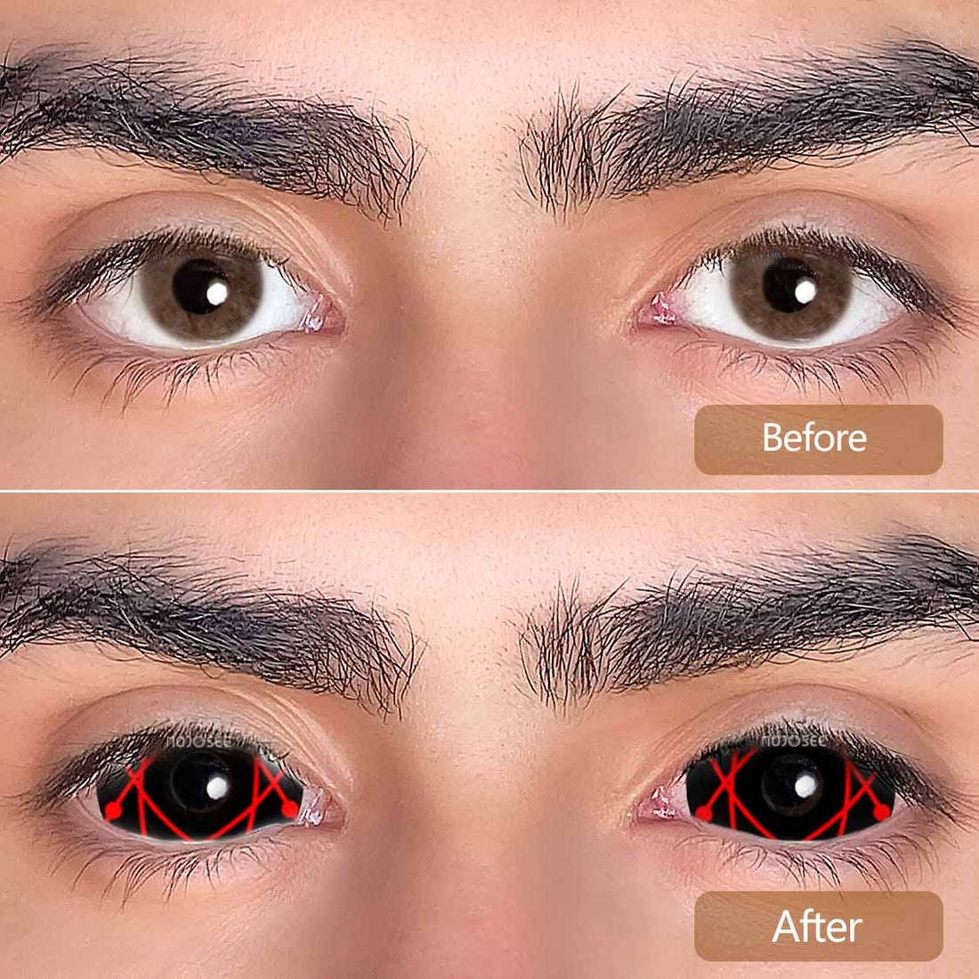 Red Star Trails Sclera Colored Contact Lenses for Men