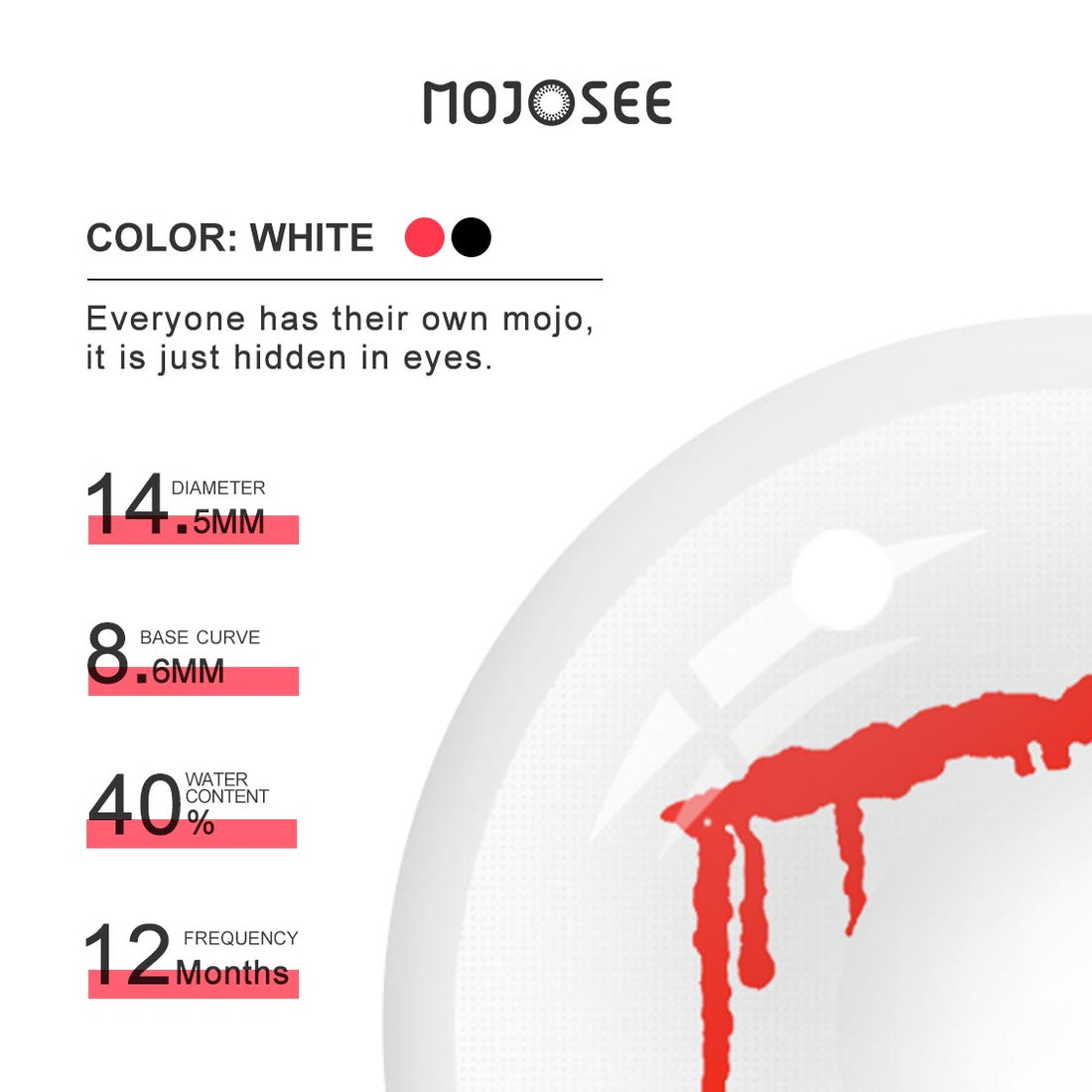Trauma White Slit Colored Contact Lenses for Men